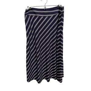 Talbots black & white striped knit maxi skirt  pull on stretch Sz MP